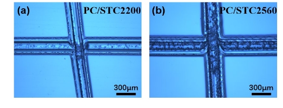 圖1 PC/Silicone附著力測(cè)試后表面形貌 